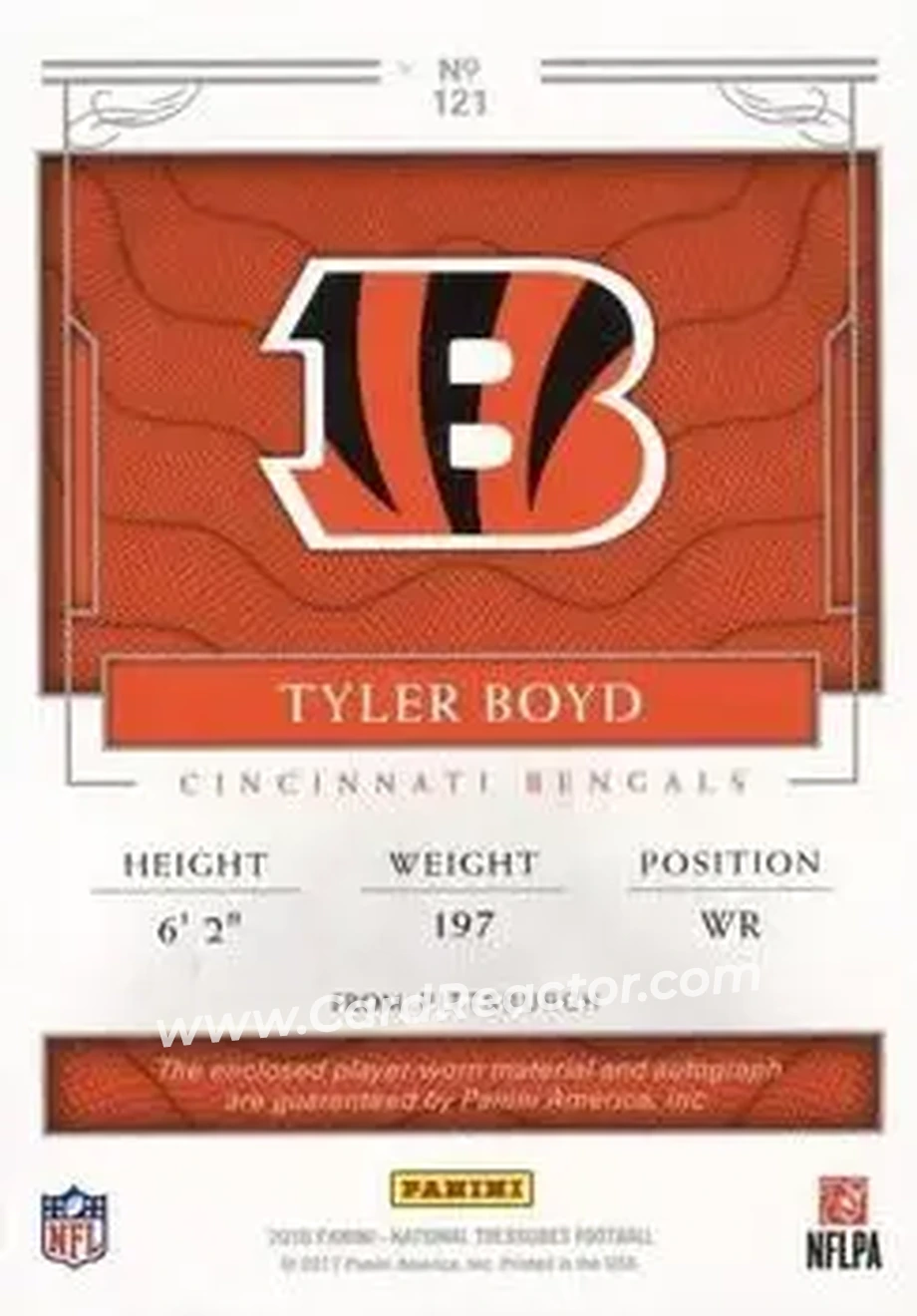2016 Panini National Treasures #121 - Tyler Boyd - Cincinnati Bengals - Back