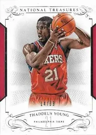 2013-14 Panini National Treasures #42 - Thaddeus Young - Philadelphia 76ers 2013-14 Panini National Treasures #42 - Thaddeus Young - Philadelphia 76ers