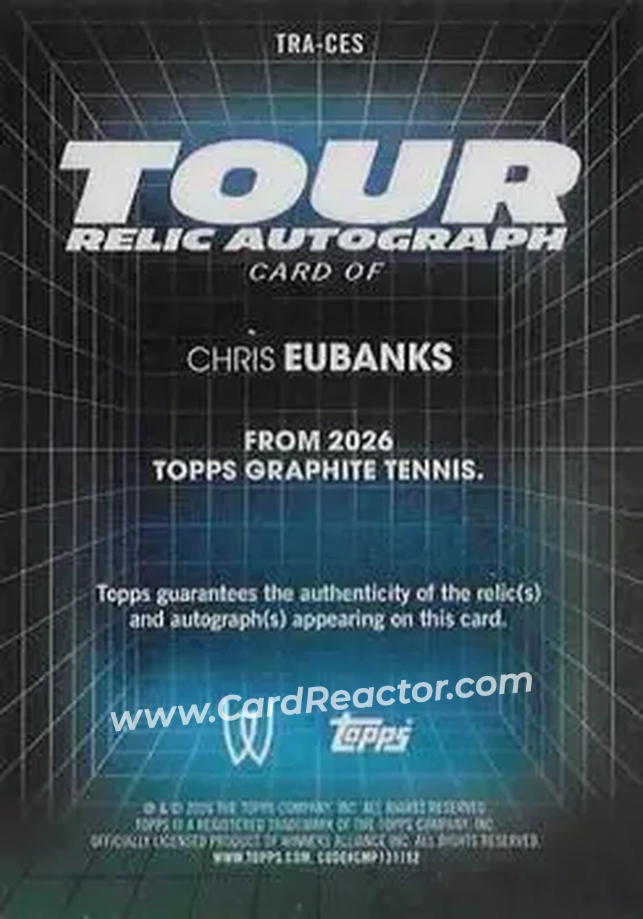 2026 Topps Graphite - Tour Relic Autographs #TRA-CES - Chris Eubanks - Back
