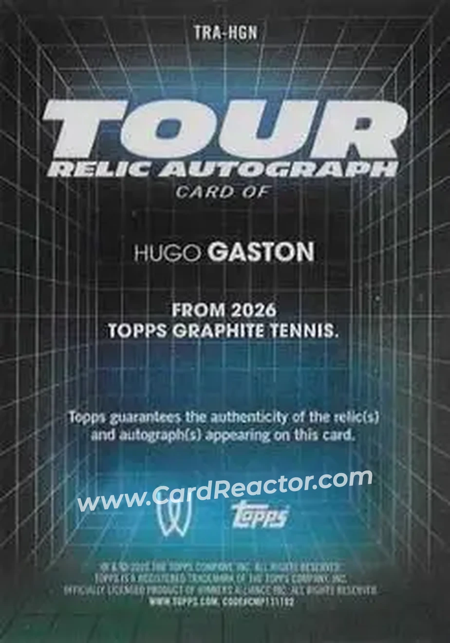2026 Topps Graphite - Tour Relic Autographs #TRA-HGN - Hugo Gaston - Back