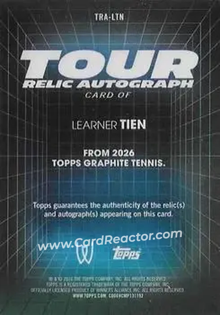 2026 Topps Graphite - Tour Relic Autographs #TRA-LTN - Learner Tien - Back