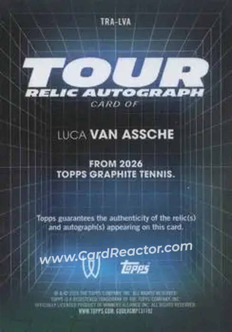 2026 Topps Graphite - Tour Relic Autographs #TRA-LVA - Luca Van Assche - Back