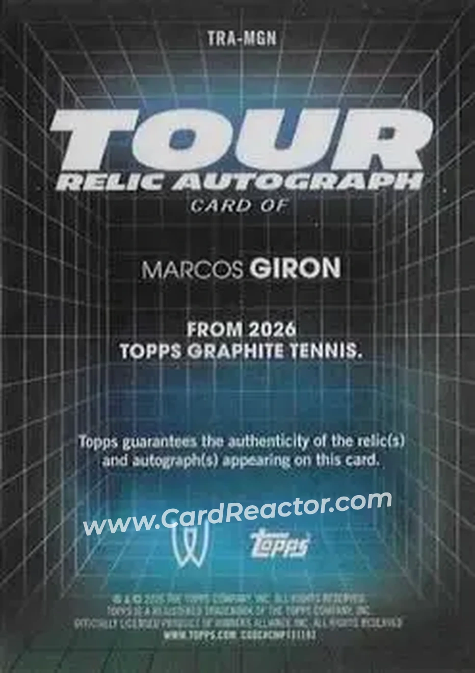 2026 Topps Graphite - Tour Relic Autographs #TRA-MGN - Marcos Giron - Back