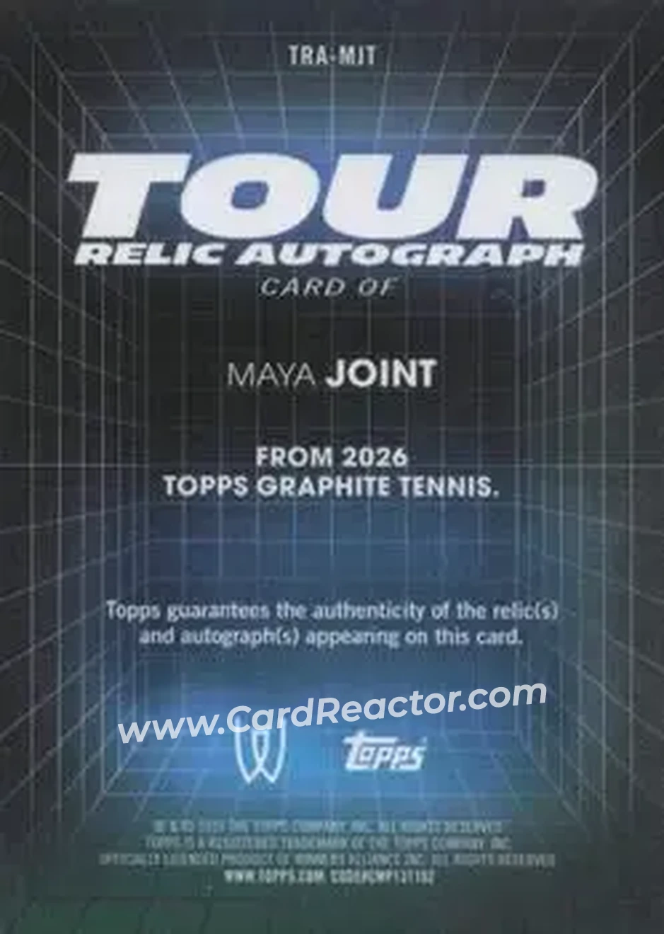 2026 Topps Graphite - Tour Relic Autographs #TRA-MJT - Maya Joint - Back