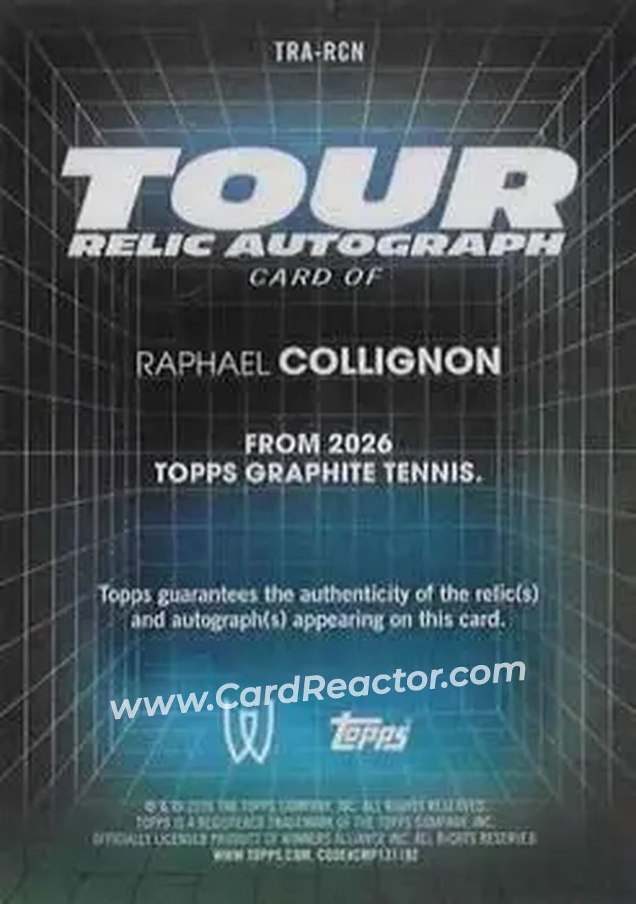 2026 Topps Graphite - Tour Relic Autographs #TRA-RCN - Raphael Collignon - Back