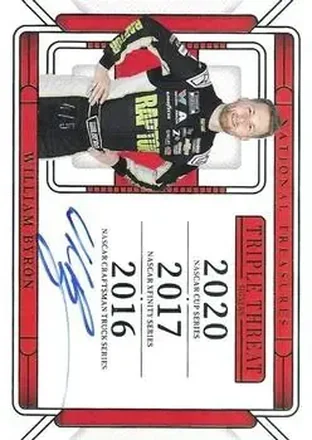 2025 Panini National Treasures - Triple Threat Signers Green #TTS-WBN - William Byron - Hendrick Motorsports
