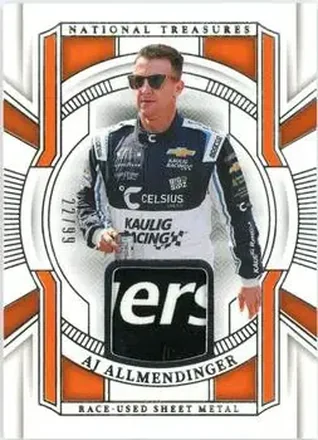 2025 Panini National Treasures - Race Used Sheet Metal #RUS-AJA - AJ Allmendinger - Kaulig Racing