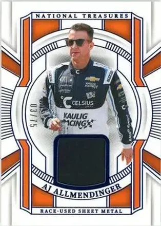 2025 Panini National Treasures - Race Used Sheet Metal Blue #RUS-AJA - AJ Allmendinger - Kaulig Racing