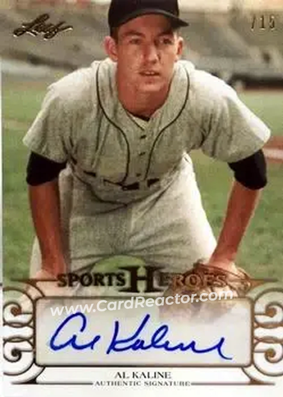 2016 Leaf Sports Heroes - Gold #BA-AK1 - Al Kaline - Detroit Tigers - Front