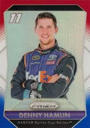 2016 Panini Prizm - Red, White & Blue Prizm #11 - Denny Hamlin - Joe Gibbs Racing