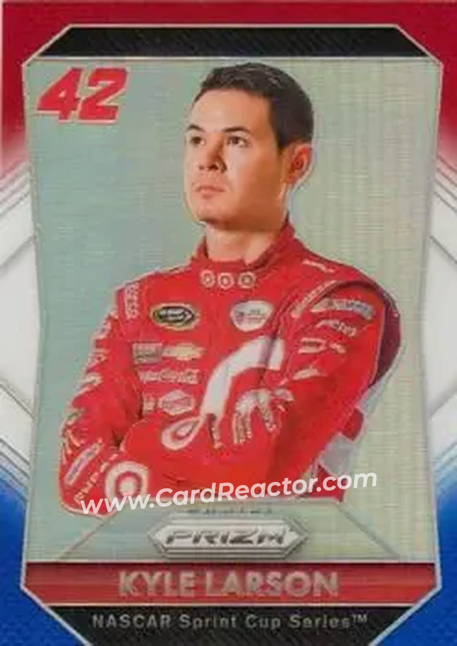 2016 Panini Prizm - Red, White & Blue Prizm #36 - Kyle Larson - Chip Ganassi Racing with Felix Sabates - Front 2016 Panini Prizm - Red, White & Blue Prizm #36 - Kyle Larson - Chip Ganassi Racing with Felix Sabates - Front