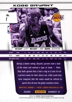 Back of Kobe Bryant