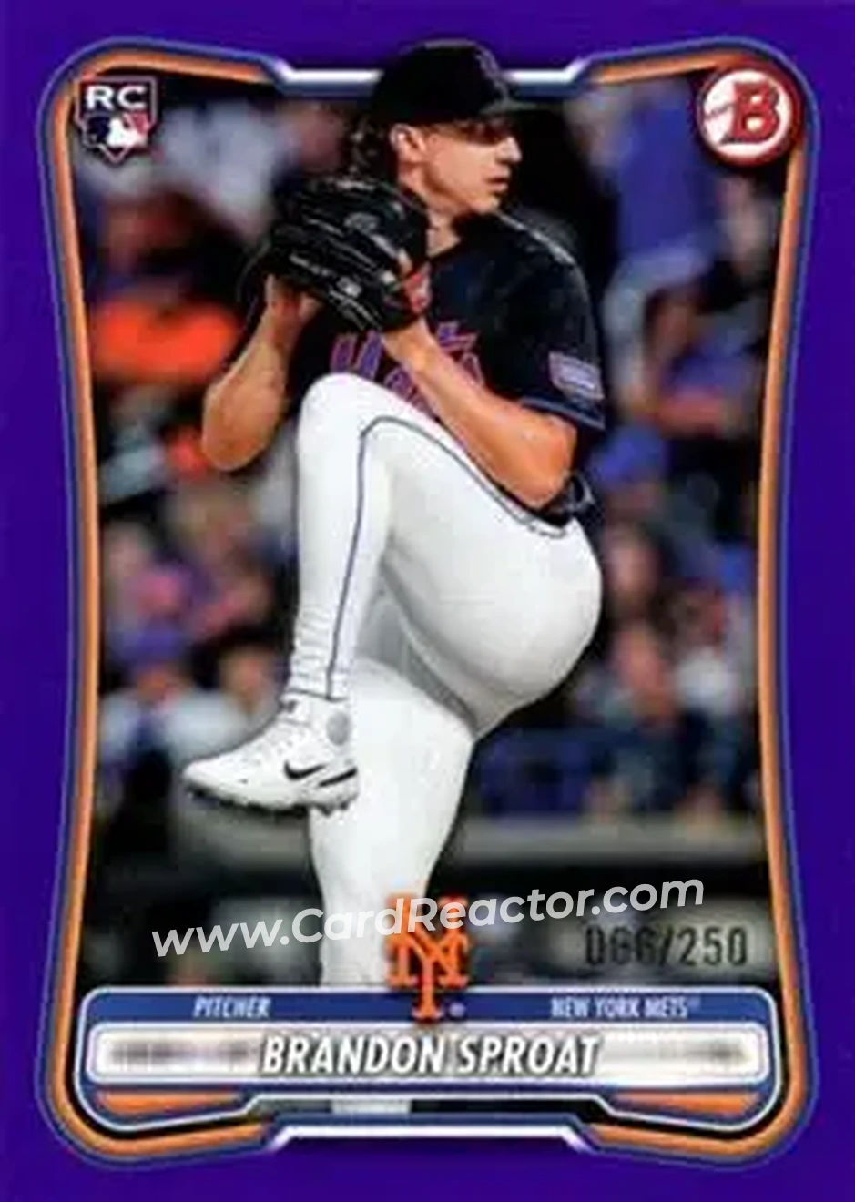 2026 Bowman - Purple #33 - Brandon Sproat - New York Mets - Front