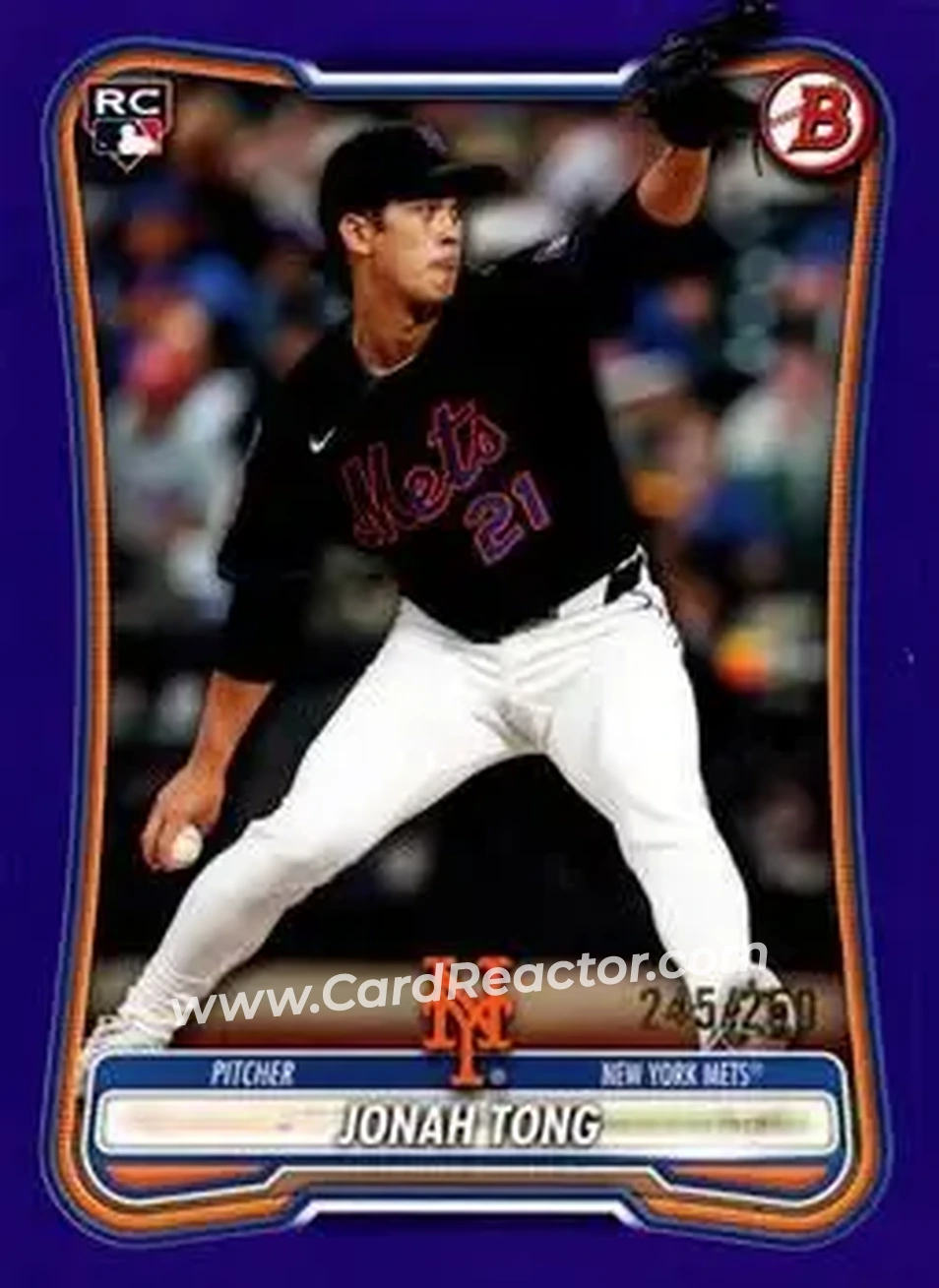 2026 Bowman - Purple #65 - Jonah Tong - New York Mets - Front