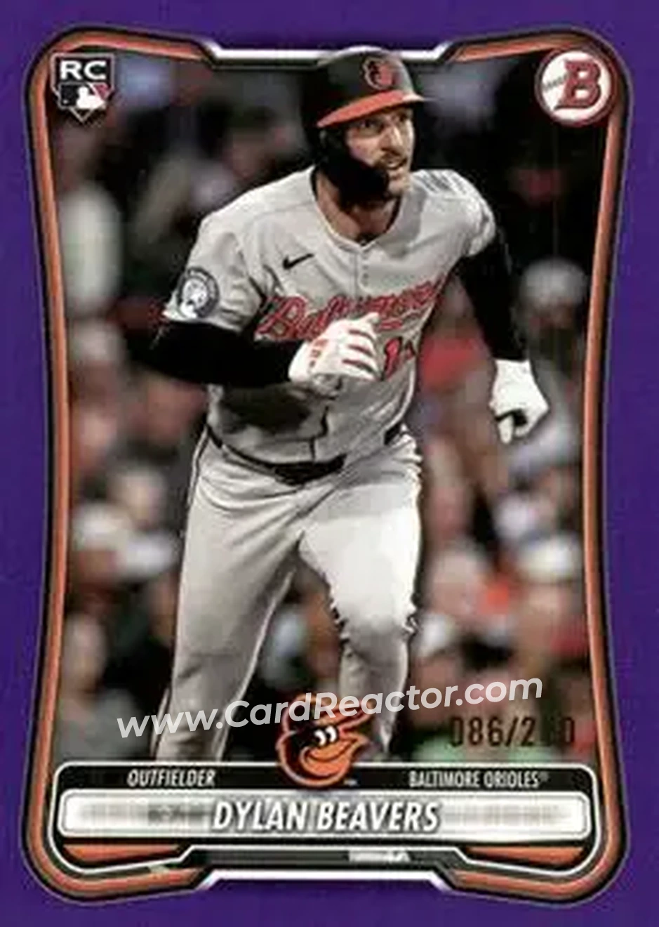 2026 Bowman - Purple #69 - Dylan Beavers - Baltimore Orioles - Front