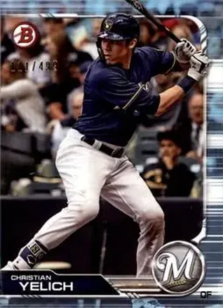 2019 Bowman - Sky Blue #14 - Christian Yelich - Milwaukee Brewers