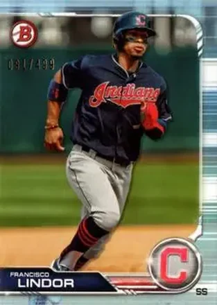 2019 Bowman - Sky Blue #89 - Francisco Lindor - Cleveland Indians