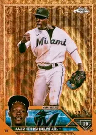 2023 Topps Gilded Collection - Wave Gold Etch Refractors #58 - Jazz Chisholm Jr. - Miami Marlins