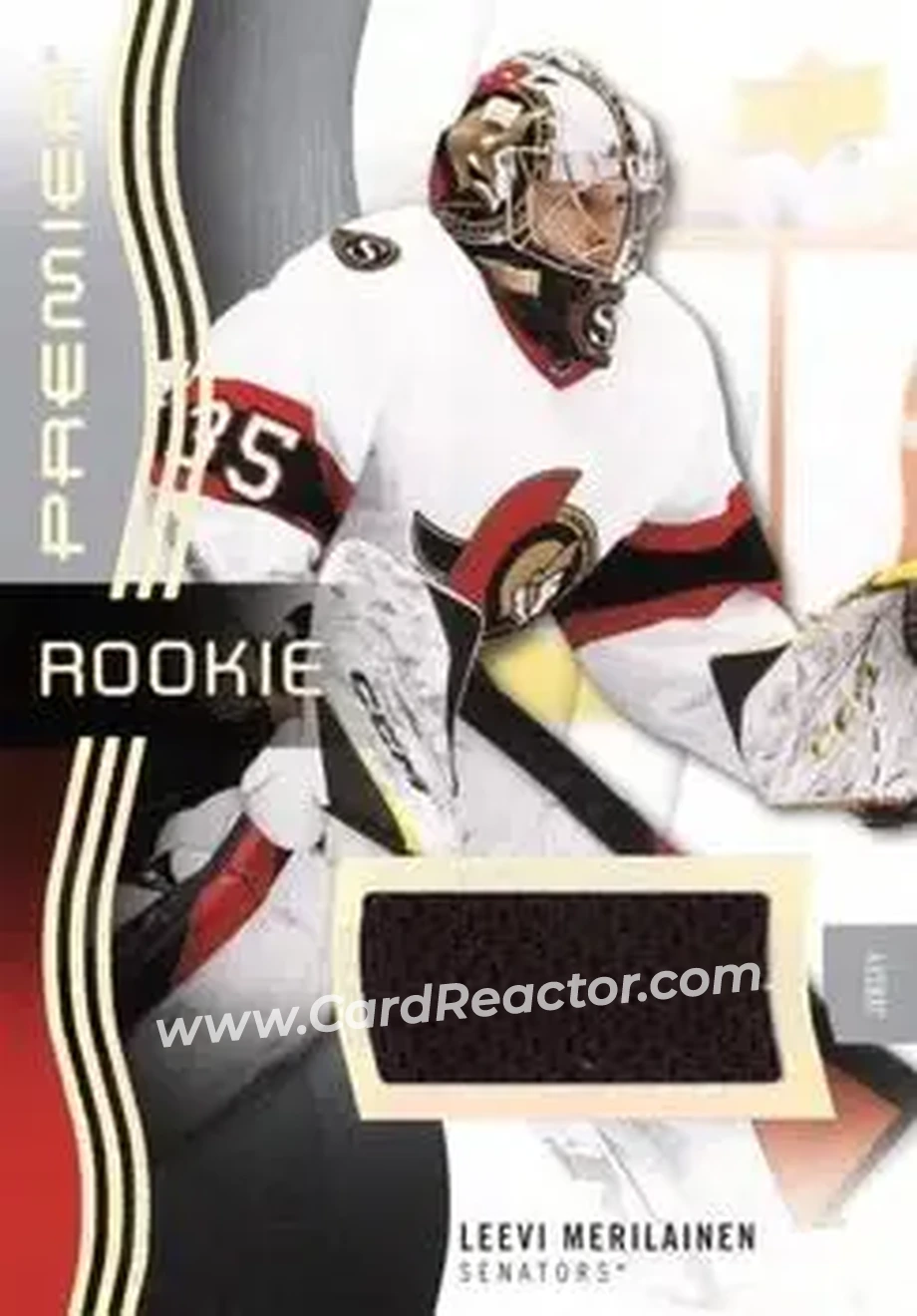 2023-24 Upper Deck Premier - Memorabilia Jersey #125 - Leevi Merilainen - Ottawa Senators - Front 2023-24 Upper Deck Premier - Memorabilia Jersey #125 - Leevi Merilainen - Ottawa Senators - Front