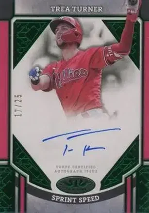 2024 Topps Tier One - Advanced Stats Stars Autographs Green Foil #ASA-TT - Trea Turner - Philadelphia Phillies