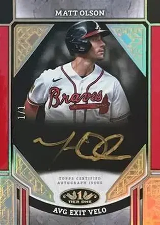 2024 Topps Tier One - Advanced Stats Stars Autographs Holo Gold Foil #ASA-MO - Matt Olson - Atlanta Braves