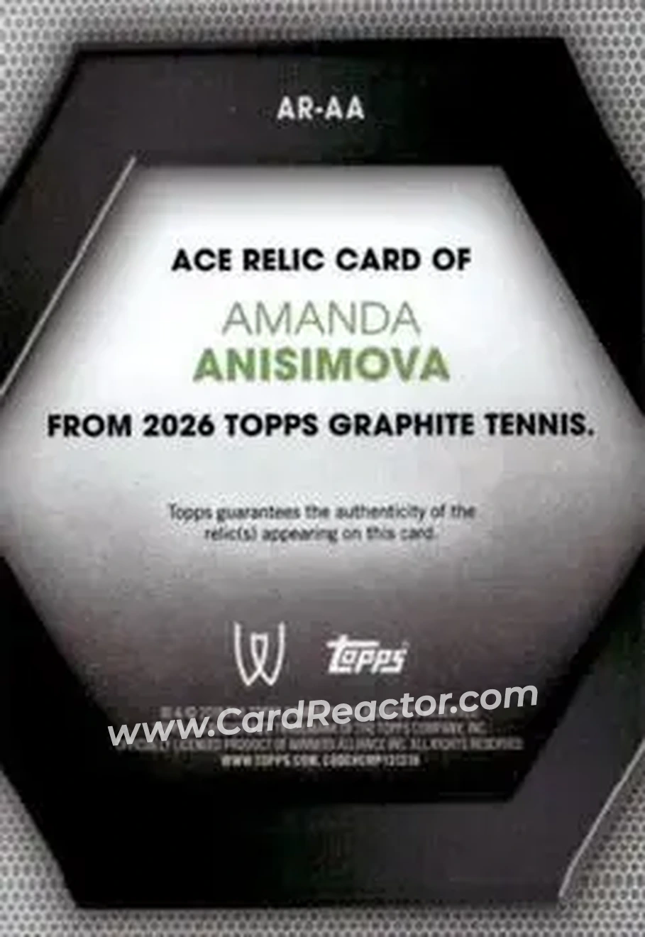 2026 Topps Graphite - Ace Relics #AR-AA - Amanda Anisimova - Back