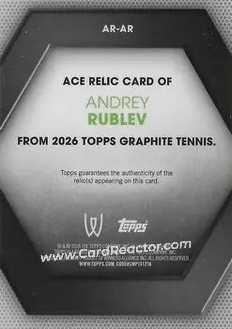 2026 Topps Graphite - Ace Relics #AR-AR - Andrey Rublev - Back