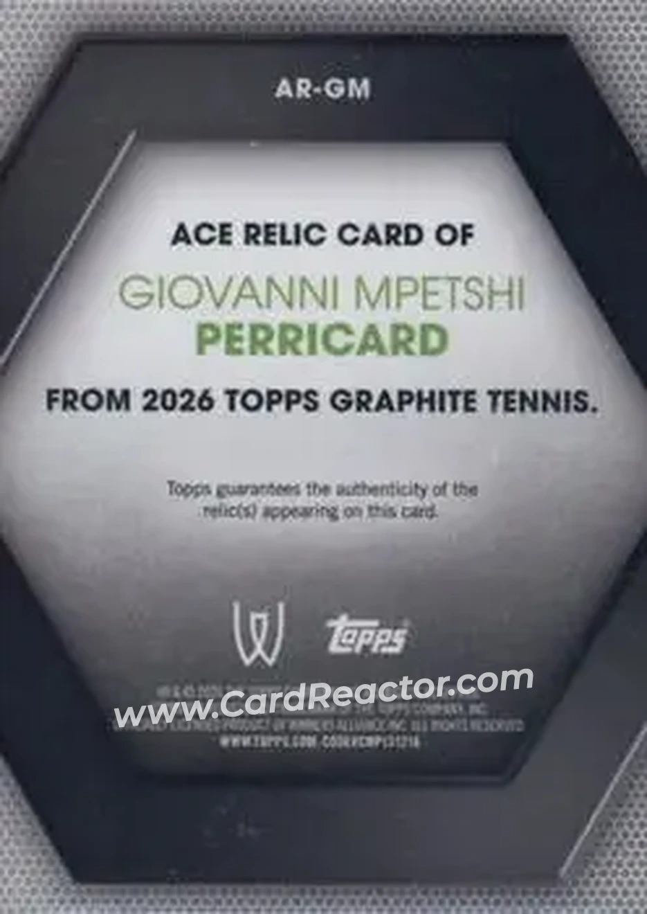 2026 Topps Graphite - Ace Relics #AR-GM - Giovanni Mpetshi Perricard - Back 2026 Topps Graphite - Ace Relics #AR-GM - Giovanni Mpetshi Perricard - Back