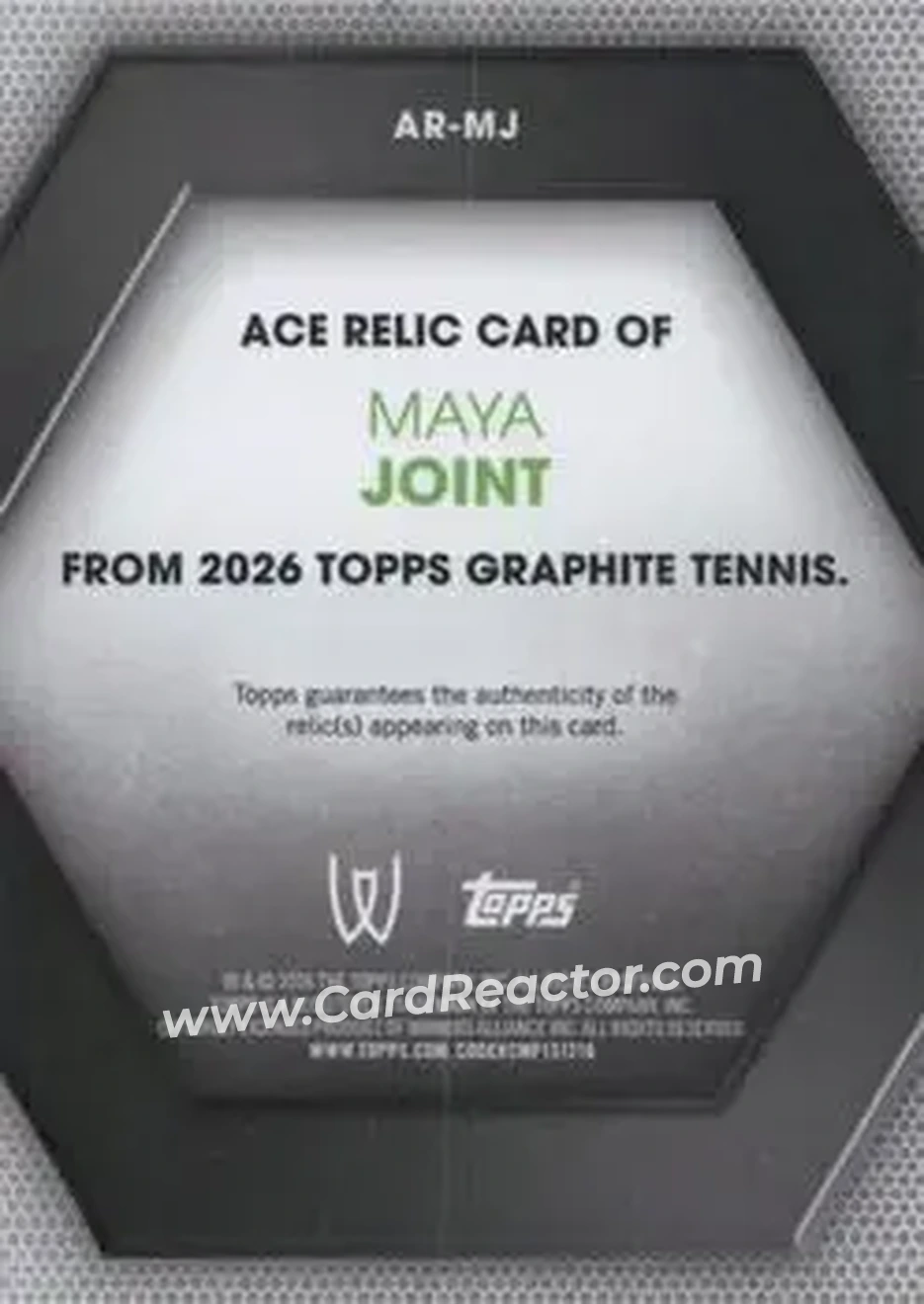 2026 Topps Graphite - Ace Relics #AR-MJ - Maya Joint - Back 2026 Topps Graphite - Ace Relics #AR-MJ - Maya Joint - Back