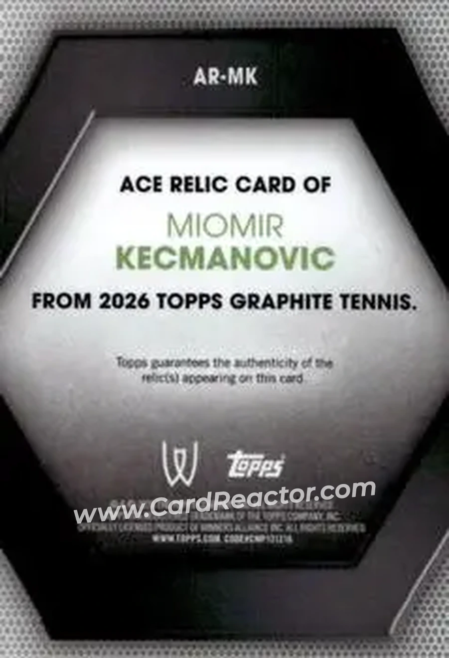 2026 Topps Graphite - Ace Relics #AR-MK - Miomir Kecmanovic - Back