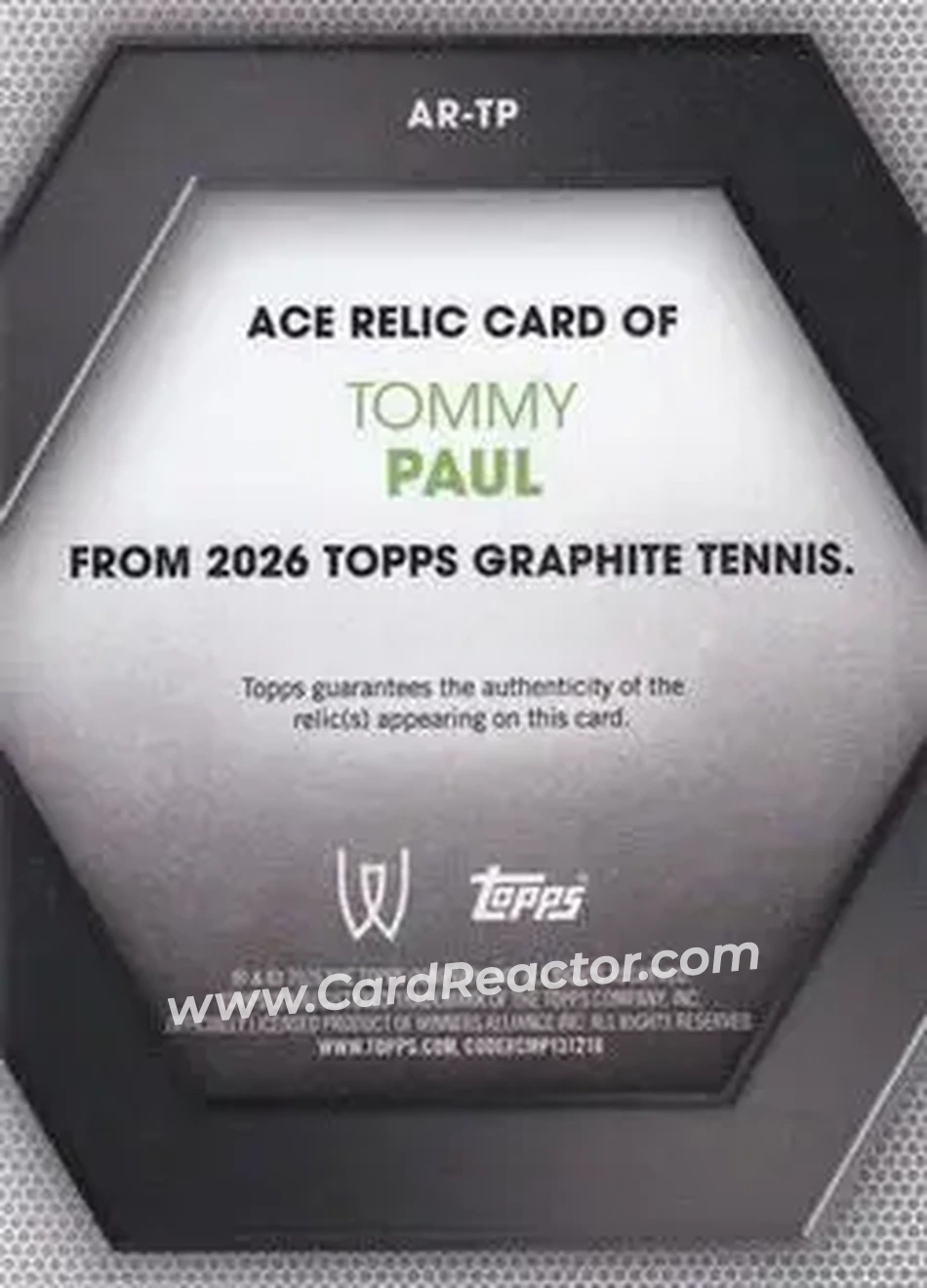 2026 Topps Graphite - Ace Relics #AR-TP - Tommy Paul - Back