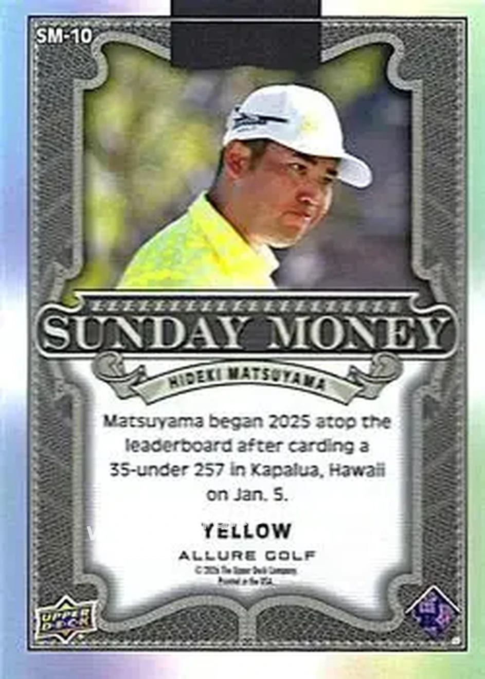 2026 Upper Deck Allure - Sunday Money Yellow #SM-10 - Hideki Matsuyama - Back