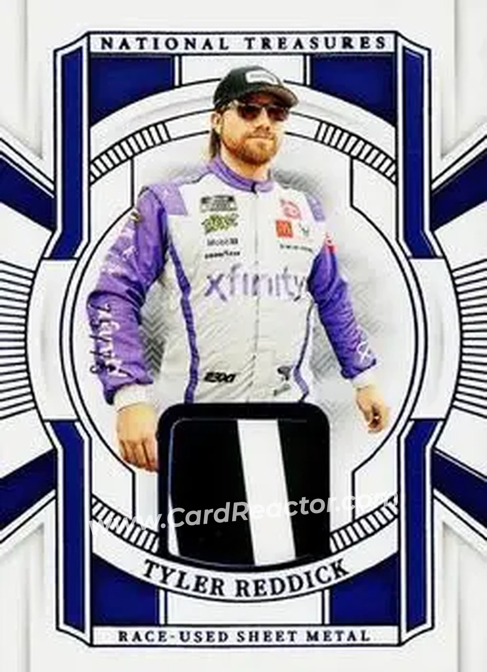 2025 Panini National Treasures - Race Used Sheet Metal Blue #RUS-TRD - Tyler Reddick - 23XI Racing - Front