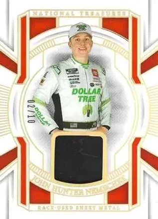 2025 Panini National Treasures #RUS-JHN Race Used Sheet Metal Holo Gold John Hunter Nemechek