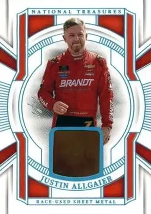 2025 Panini National Treasures #RUS-JAL Race Used Sheet Metal Platinum Justin Allgaier