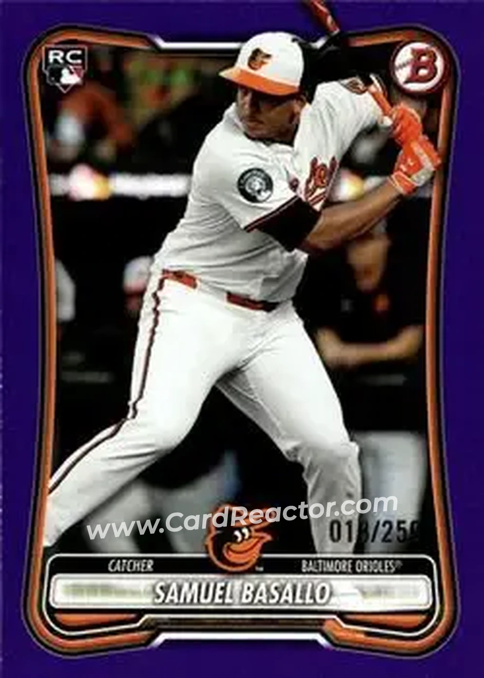2026 Bowman - Purple #93 - Samuel Basallo - Baltimore Orioles - Front