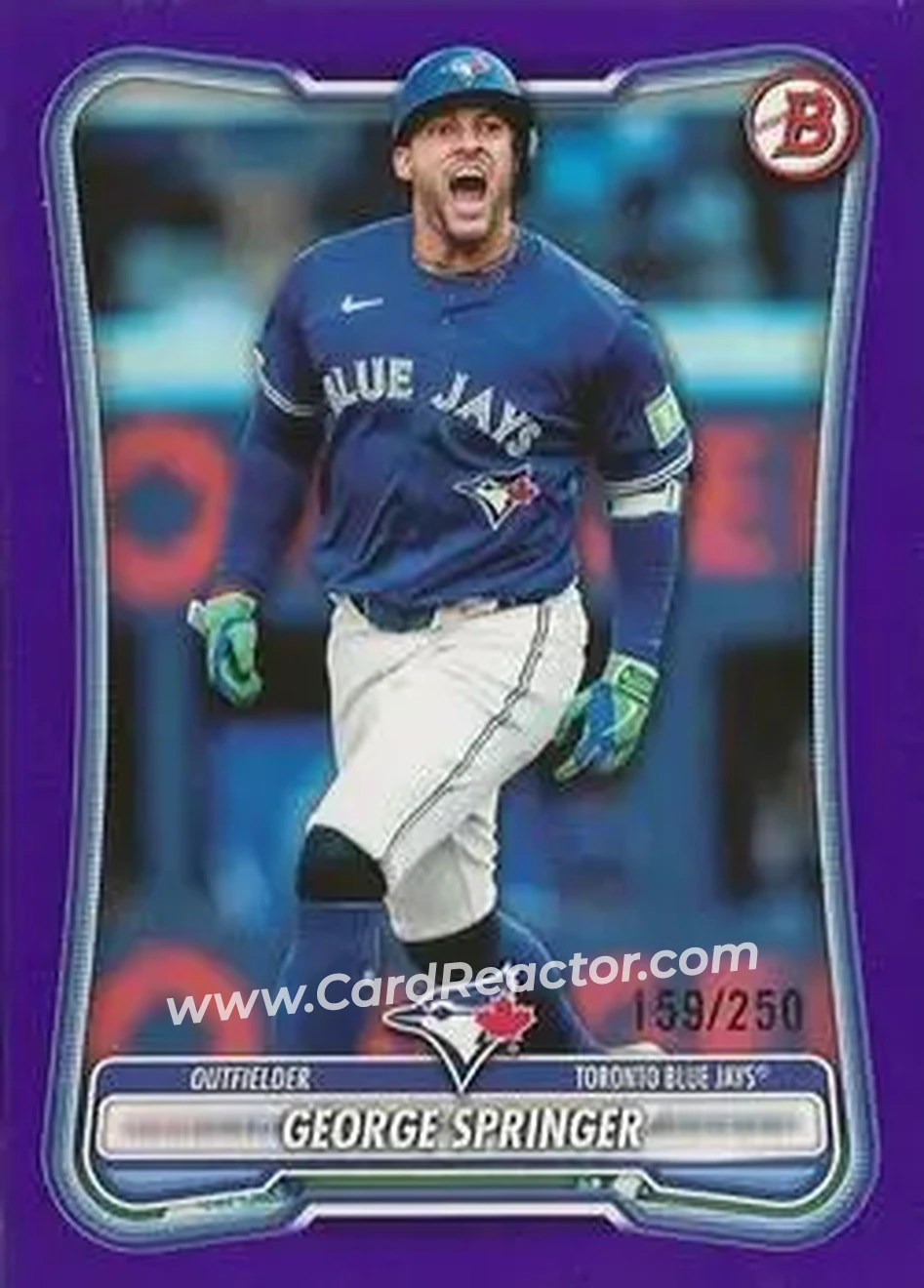 2026 Bowman - Purple #95 - George Springer - Toronto Blue Jays - Front