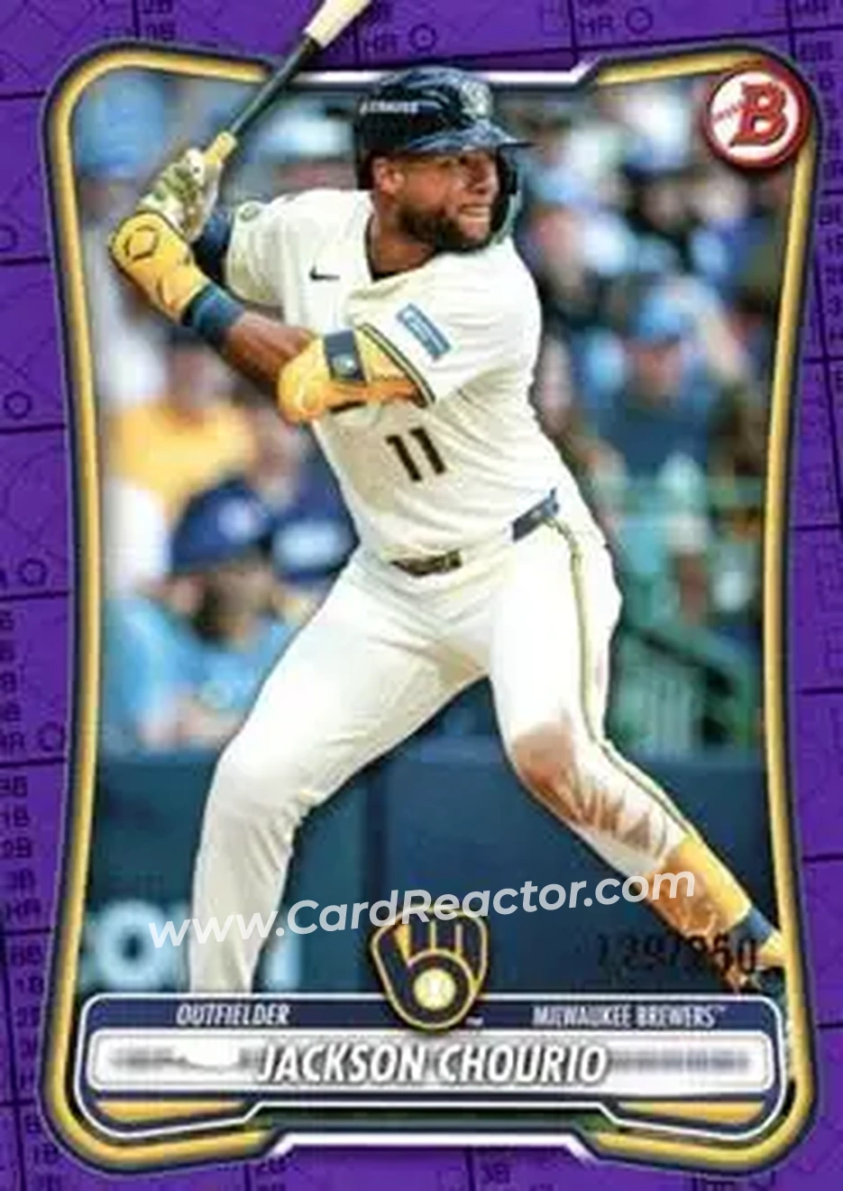 2026 Bowman - Purple Pattern #4 - Jackson Chourio - Milwaukee Brewers - Front