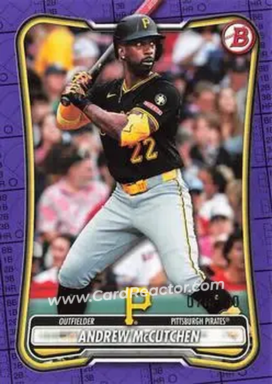 2026 Bowman - Purple Pattern #22 - Andrew McCutchen - Pittsburgh Pirates - Front