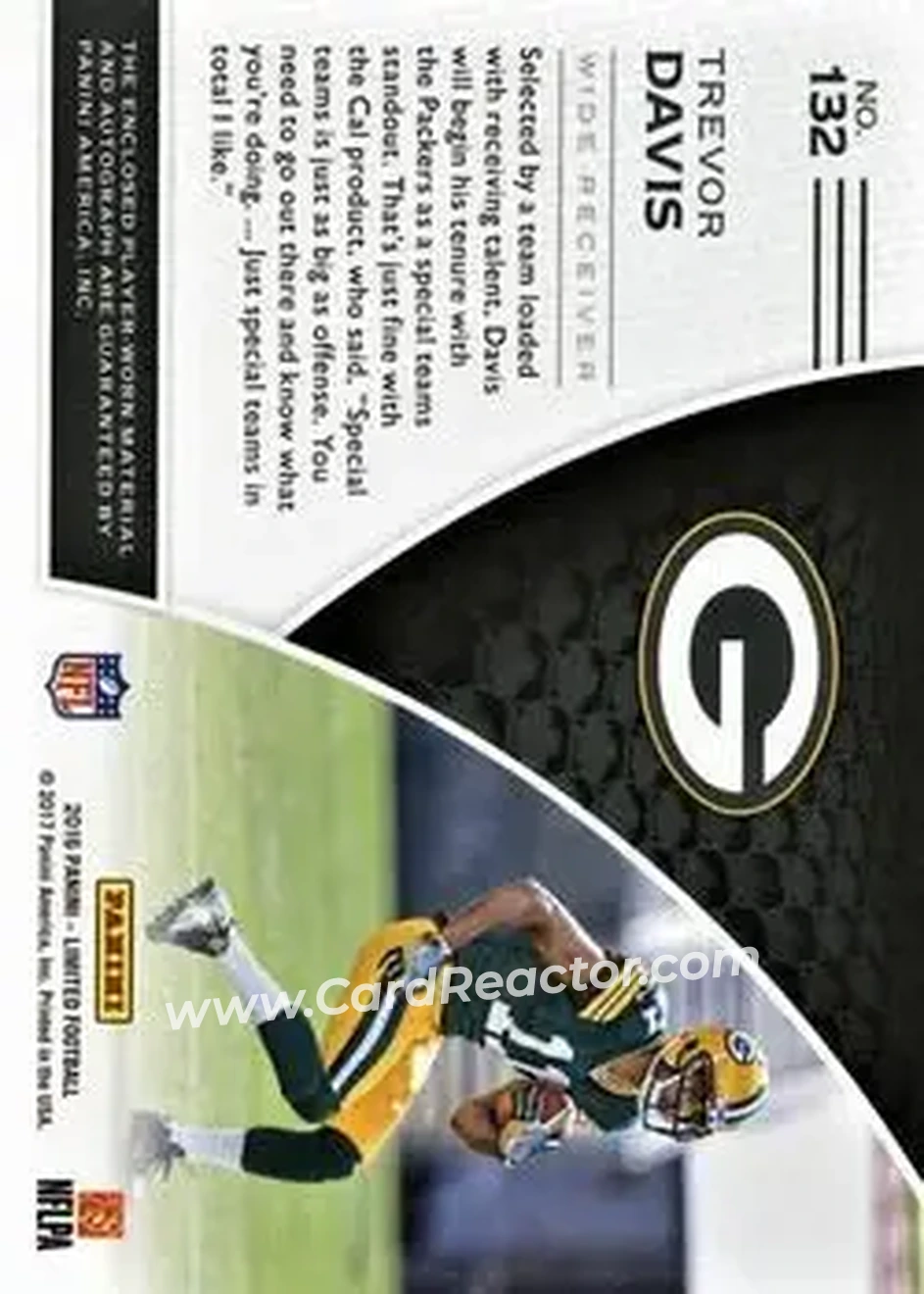 2016 Panini Limited - Gold Spotlight #132 - Trevor Davis - Green Bay Packers - Back