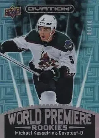 2023-24 Upper Deck Ovation - World Premiere Aqua #WP-40 - Michael Kesselring - Arizona Coyotes