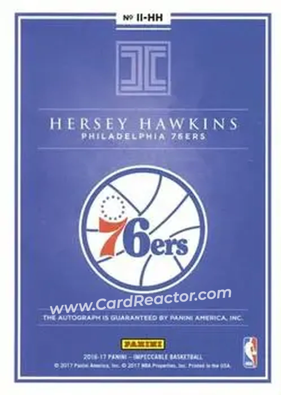 2016-17 Panini Impeccable - Indelible Ink Silver #II-HH - Hersey Hawkins - Philadelphia 76ers - Back 2016-17 Panini Impeccable - Indelible Ink Silver #II-HH - Hersey Hawkins - Philadelphia 76ers - Back