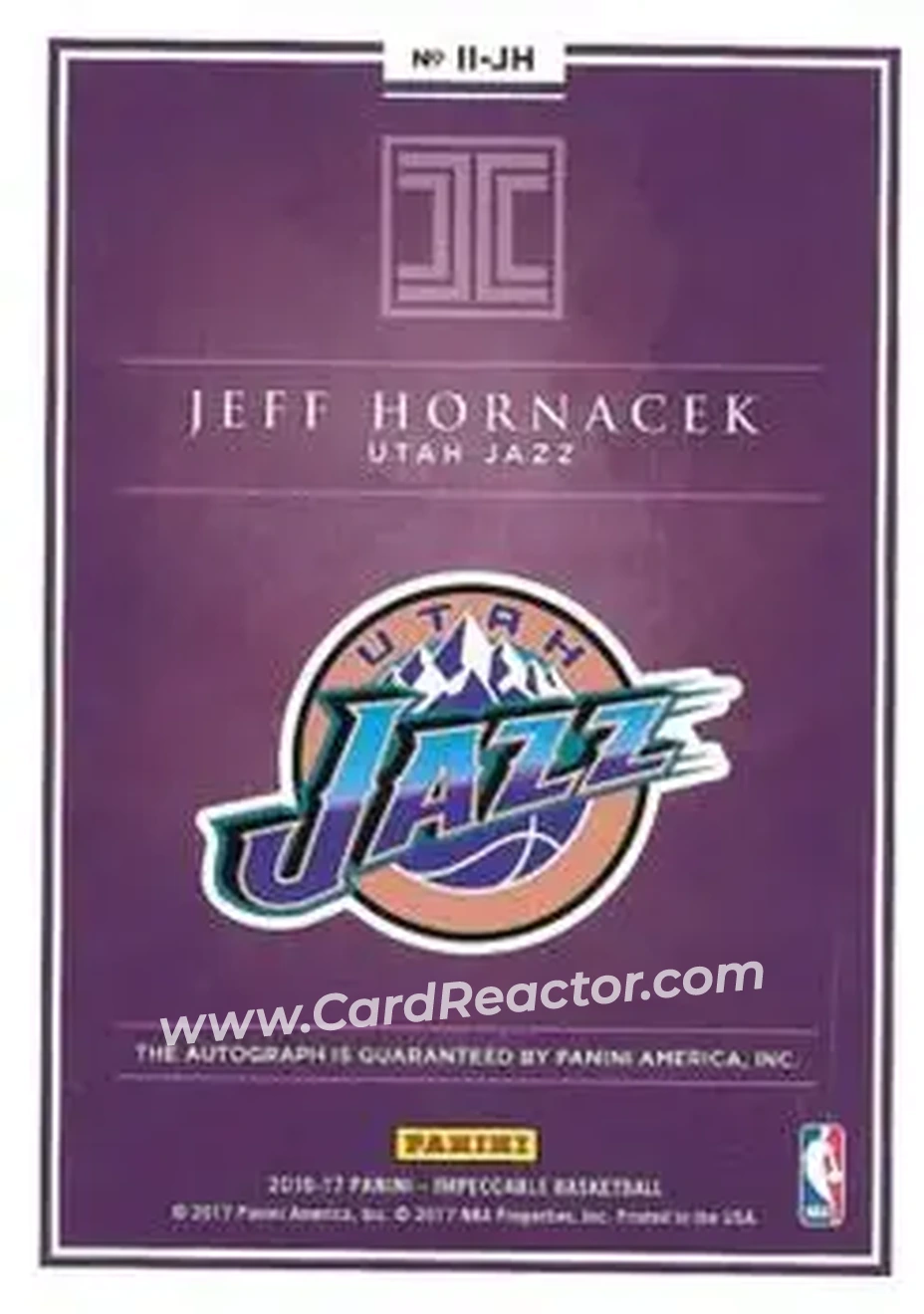 2016-17 Panini Impeccable - Indelible Ink Silver #II-JH - Jeff Hornacek - Utah Jazz - Back 2016-17 Panini Impeccable - Indelible Ink Silver #II-JH - Jeff Hornacek - Utah Jazz - Back