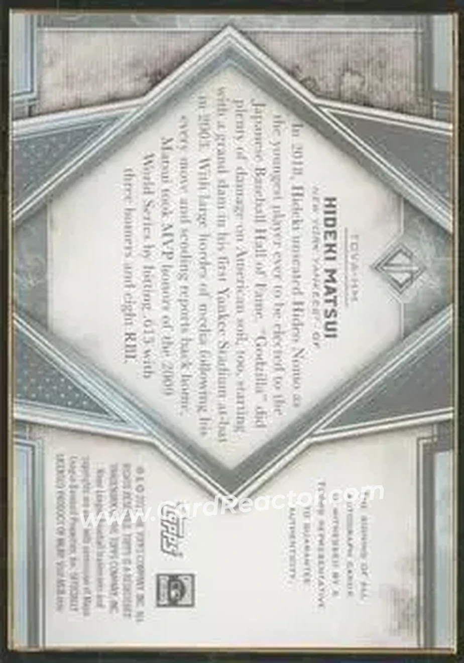 2019 Topps Transcendent Collection - Transcendent Image Variation Autographs Red #TCVA-HM - Hideki Matsui - New York Yankees - Back 2019 Topps Transcendent Collection - Transcendent Image Variation Autographs Red #TCVA-HM - Hideki Matsui - New York Yankees - Back