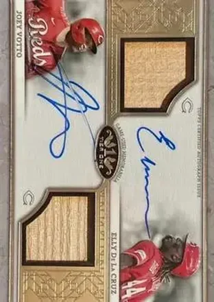2024 Topps Tier One - Autographed Dual Relics Bats #ADRB-DV - Elly De La Cruz - Joey Votto AU, MEM, SN10 - Cincinnati Reds - Cincinnati Reds