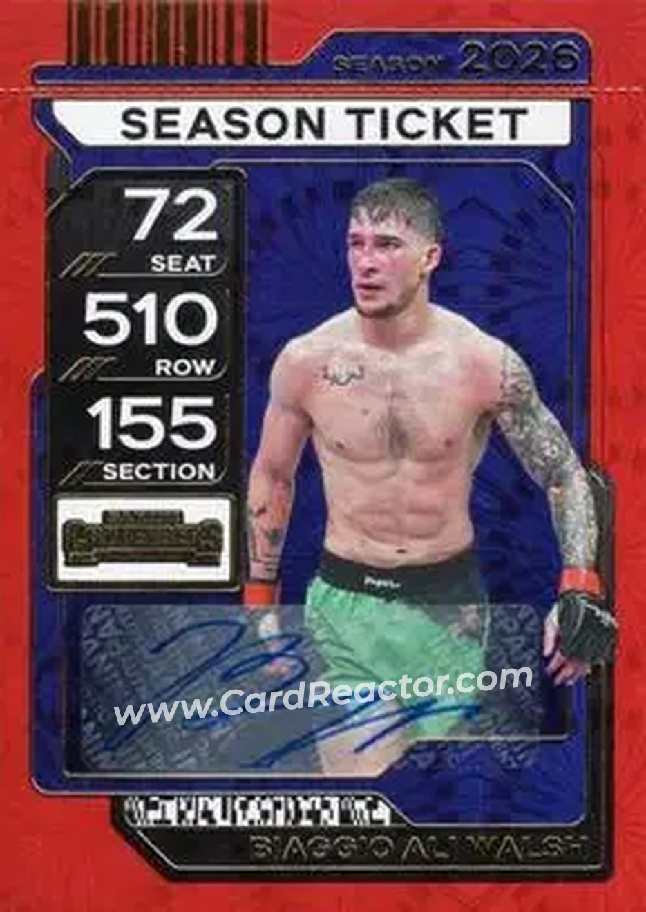 2026 Panini Contenders PFL - Season Ticket Signatures Red Fireworks #10 - Biaggio Ali Walsh - Front 2026 Panini Contenders PFL - Season Ticket Signatures Red Fireworks #10 - Biaggio Ali Walsh - Front