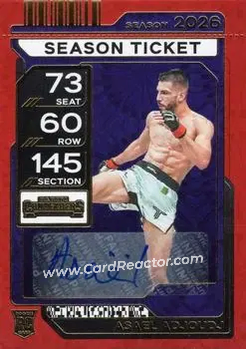 2026 Panini Contenders PFL - Season Ticket Signatures Red Fireworks #98 - Asael Adjoudj - Front 2026 Panini Contenders PFL - Season Ticket Signatures Red Fireworks #98 - Asael Adjoudj - Front