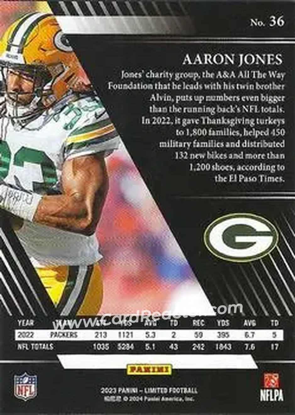 2023 Panini Limited - Gold Spotlight #36 - Aaron Jones - Green Bay Packers - Back
