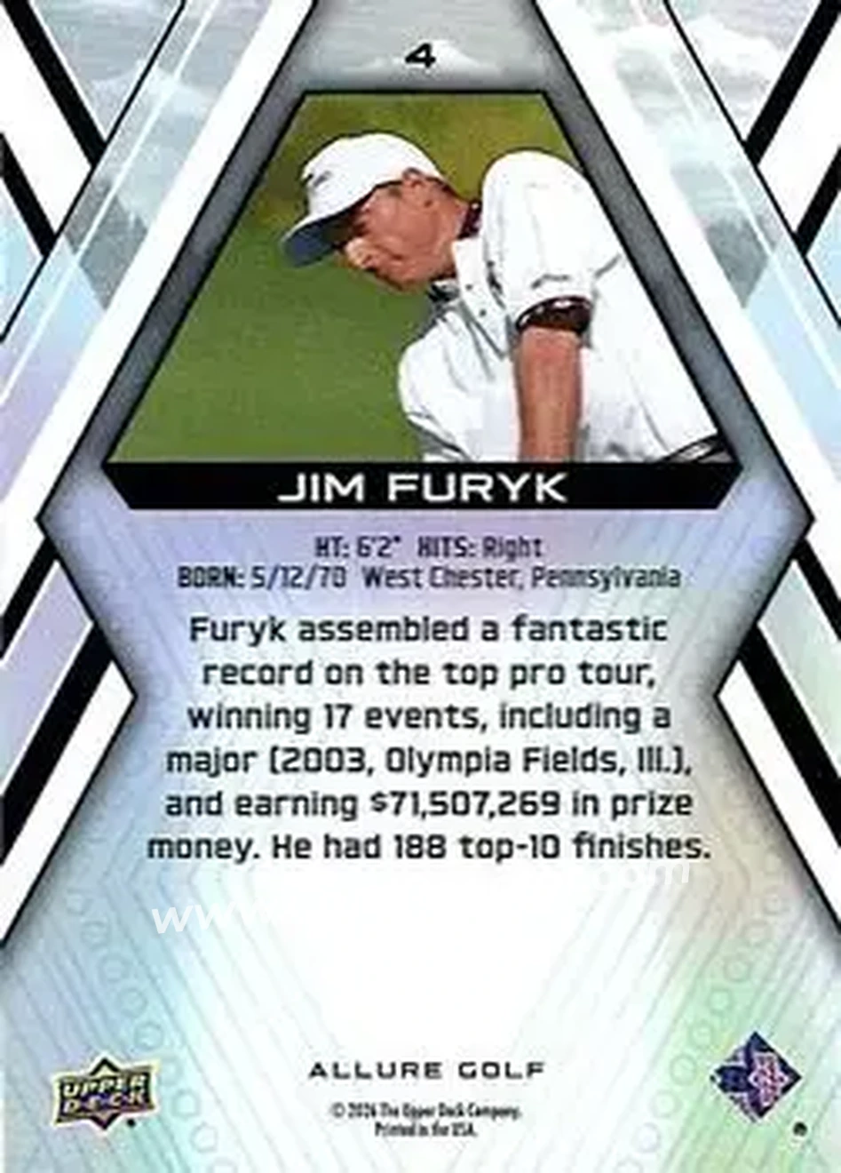 2026 Upper Deck Allure #4 - Jim Furyk - Back