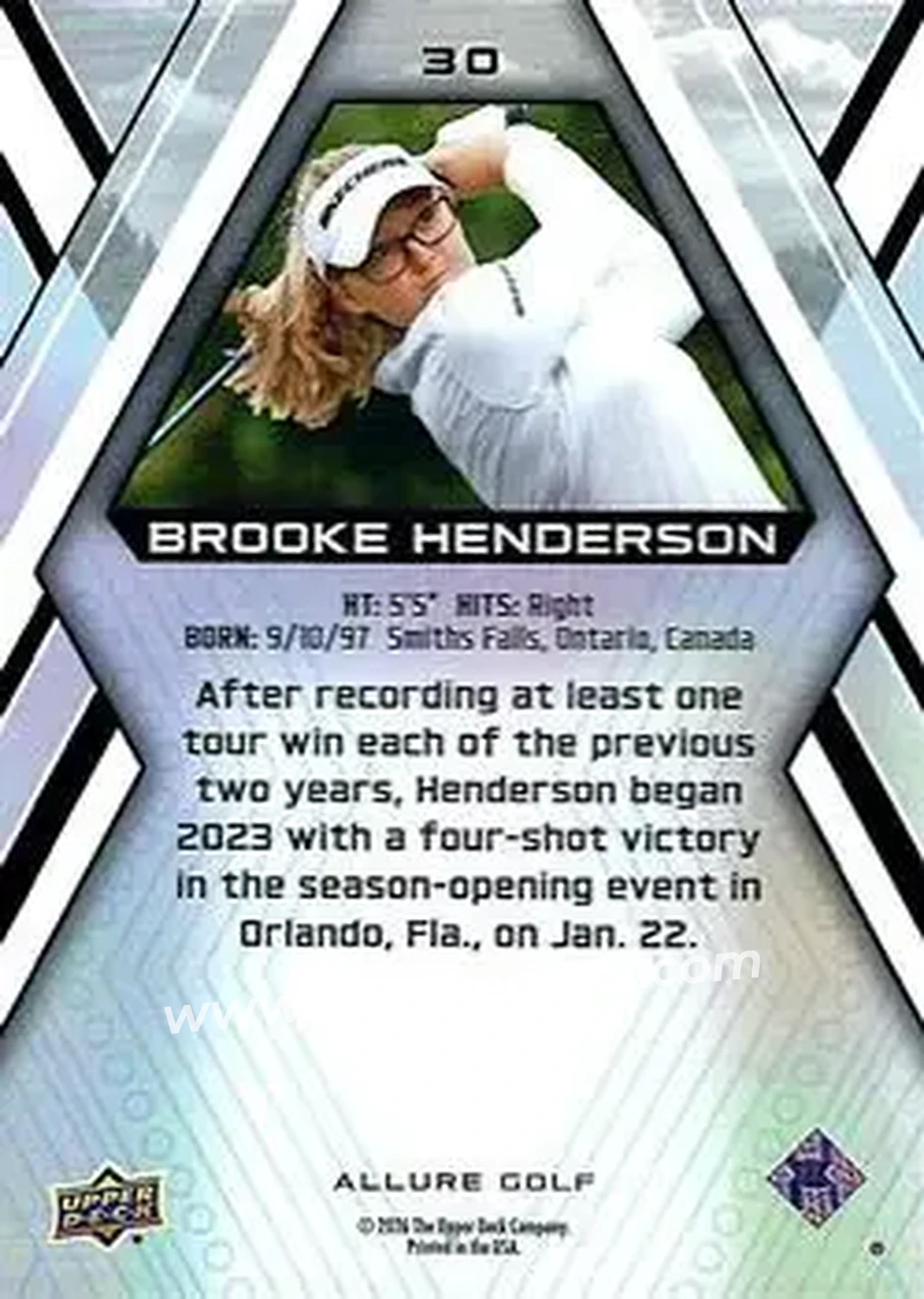 2026 Upper Deck Allure #30 - Brooke Henderson - Back